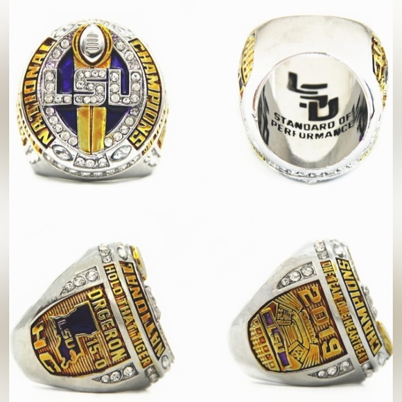 BRAND NEW SIZE 11 MENS LSU TIGERS 2019 CHAMPIONSHIP FOOTBALL RING WITH BLACK BOX - Picture 2 of 6